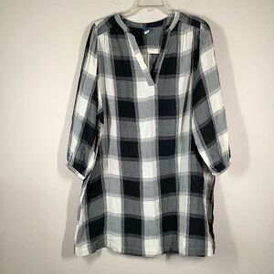 OLD NAVY Plus Size Gauze Midi Dress Buffalo Check Balloon Sleeve Casual Boho 2X